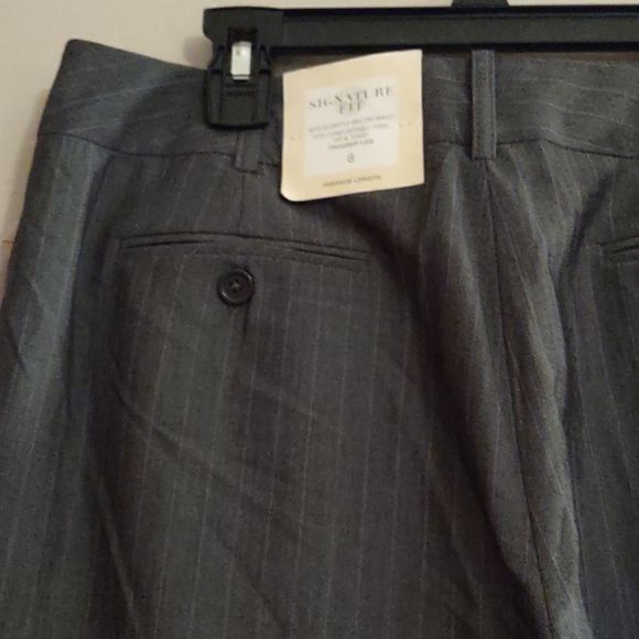 New Dressbarn‎ Women's Sz 8 Classic Signature fit gray dress pants purple stripe - Picture 3 of 9